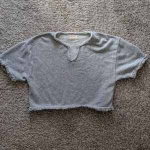 Urban Outfitters Gray Frayed Hem Cropped Sweatshirt Top Women's SP
